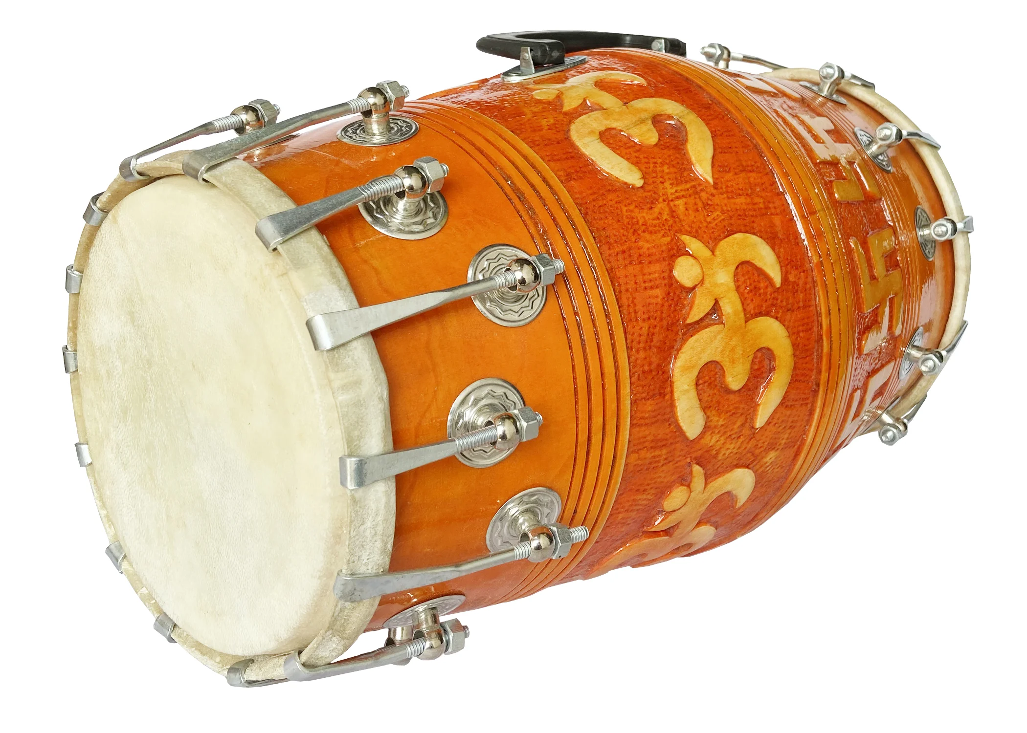 Om-carving-36-nut-Dholak-kit-2