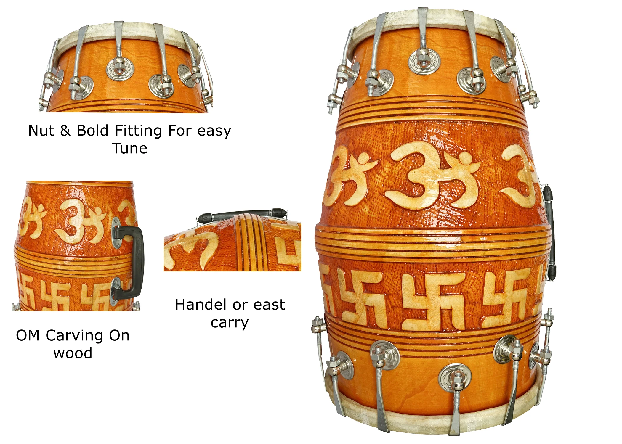 Om-carving-36-nut-Dholak-kit